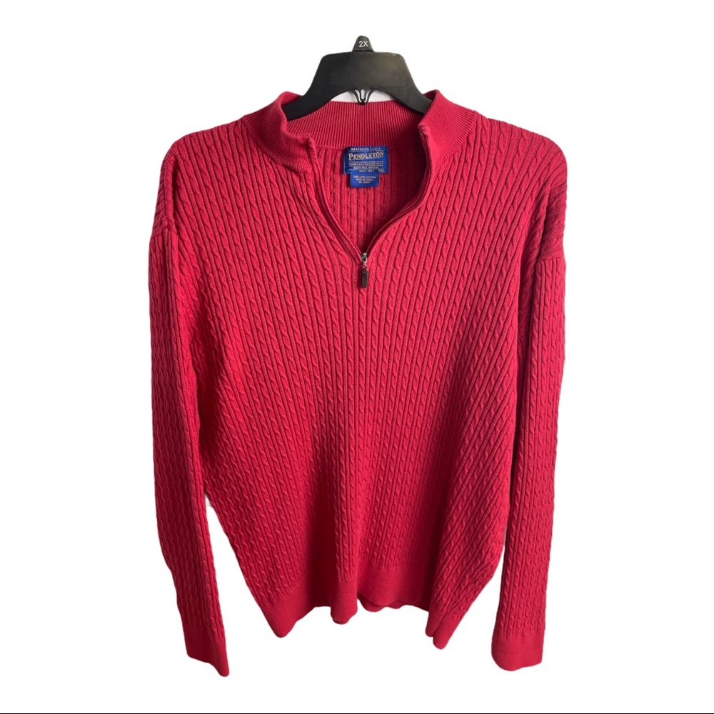 Men’s Vintage Pendleton Cable Knit Sweater Red XL